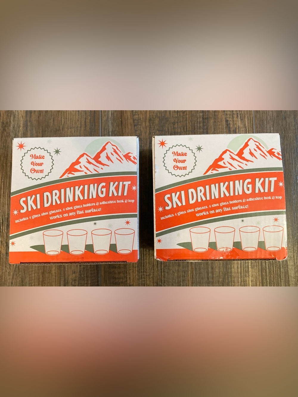 NEW Ski Drinking Kit 4 Shot Glasses to Make Your Own Liquor Shotski Ski Set